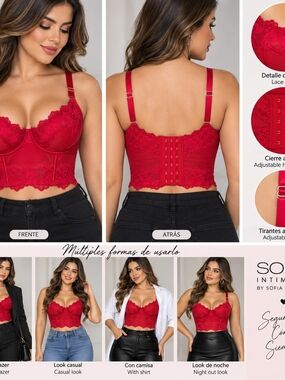 sofia by sofia vergara Red Lace Longline Bustier Bralette